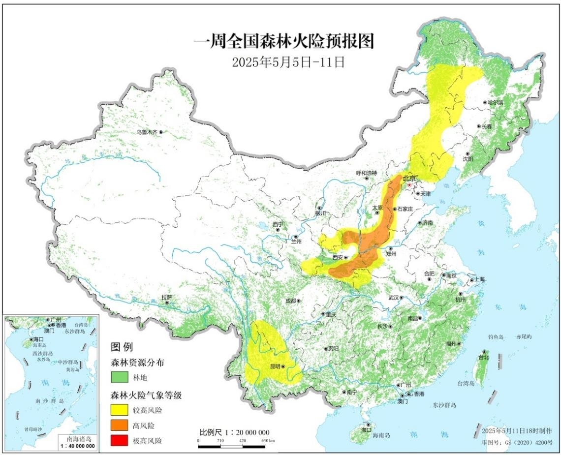 一周全国森林草原火险预测（2025年第18期）